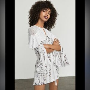 BCBGMaxAzria White Floral Vivianne Romper jumpsuit M